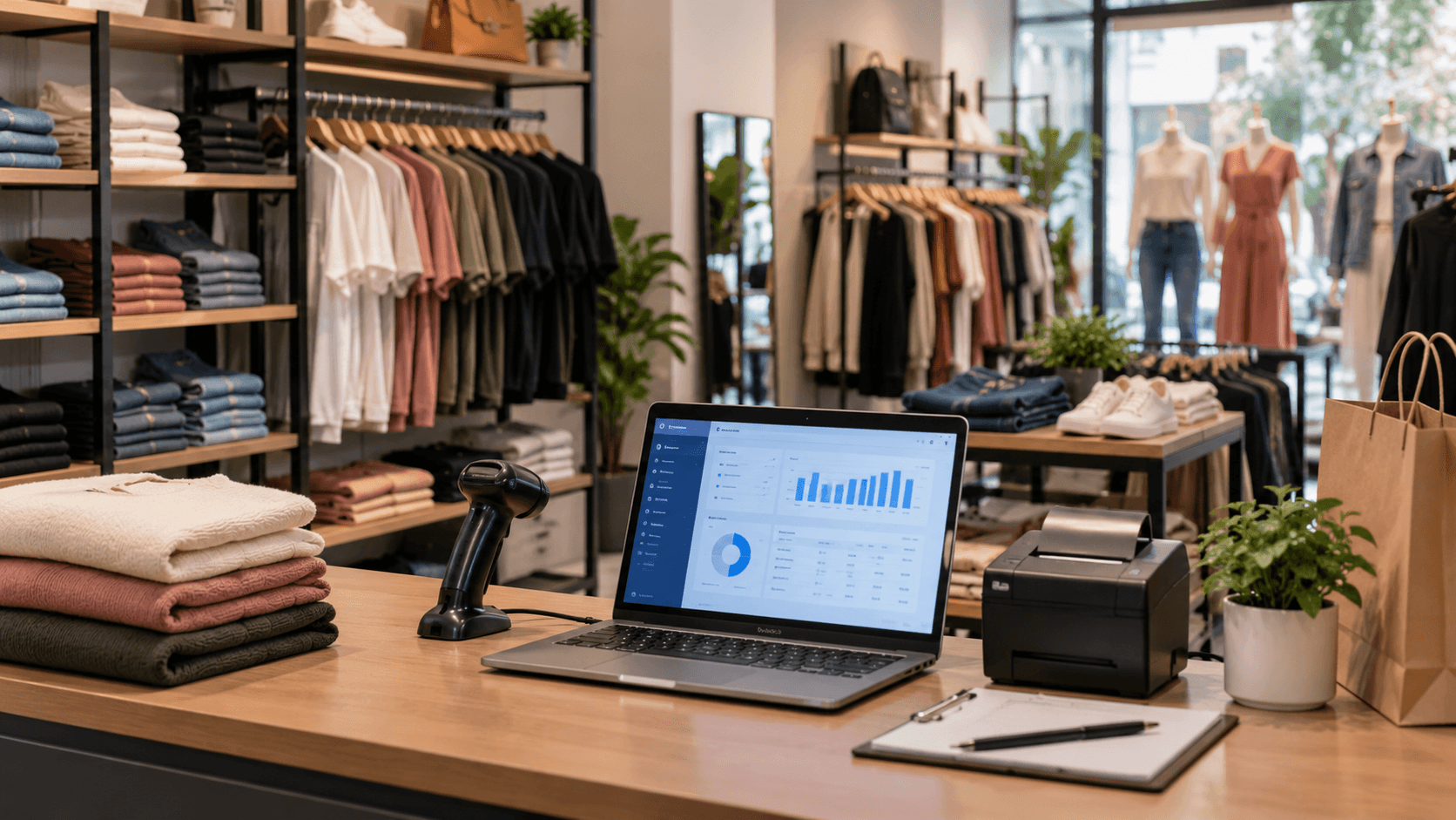 ERP para tienda de ropa en Perú con POS, inventario y reportes en una boutique.